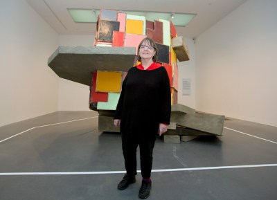 Phyllida Barlow photocall. Artist Phyllida Barlow with her piece untitled: upturned house, 2 (2012), a new acquisition which goes on display at the Artist Rooms in Tate Modern, London, from 14 January. Picture date: Thursday January 14, 2016. Photo credit should read: Yui Mok/PA Wire URN:25236841