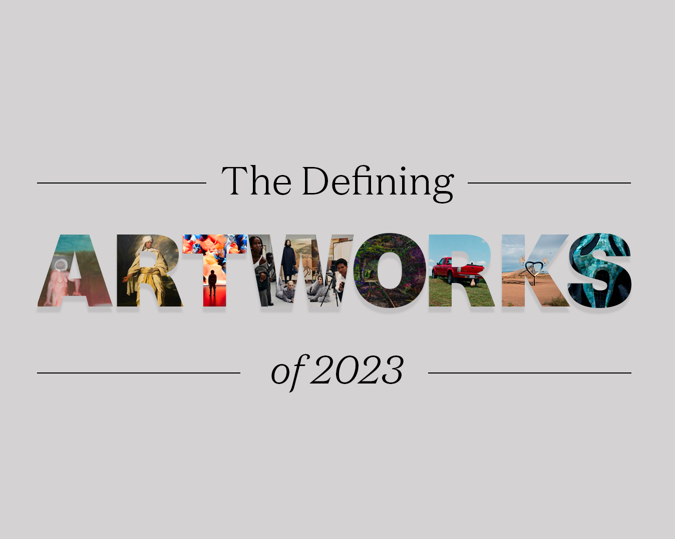 A graphic that reads "The Defining Artworks of 2023"