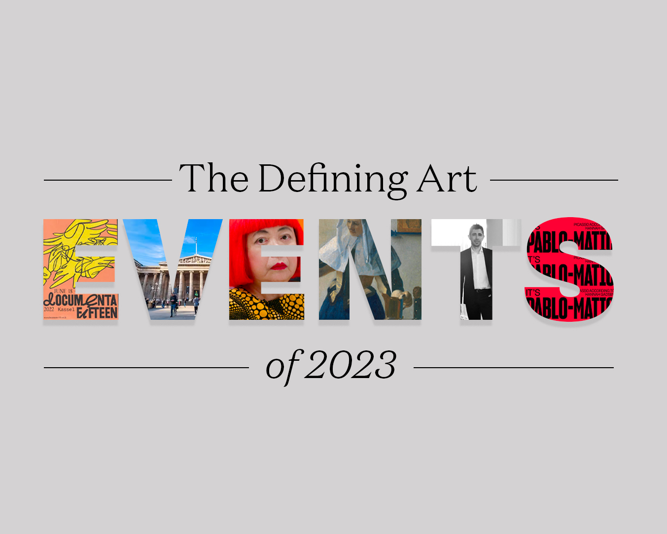 A graphic that reads "The Defining Art Events of 2023"
