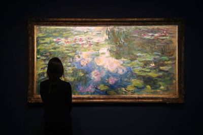 Woman looking at a painting.