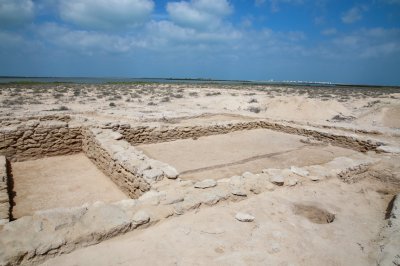 The ruins of structures in the newly discovered town on Siniyah Island in the UAE.