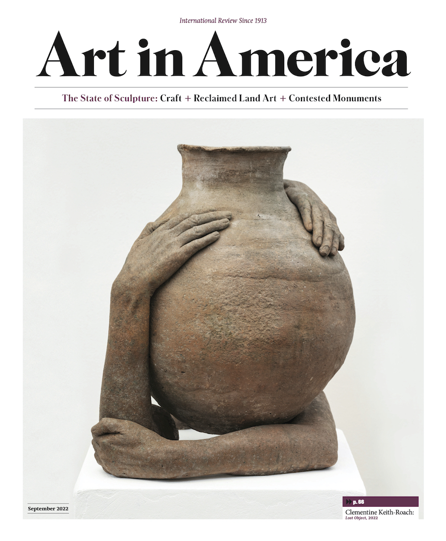 A sculpture by Clementine Keith Roach on the cover of Art in America's September issue