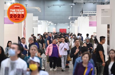 HONG KONG, CHINA - MARCH 22: People visit the Art Basel Hong Kong 2023 at Hong Kong Convention and Exhibition Centre on March 22, 2023 in Hong Kong, China.