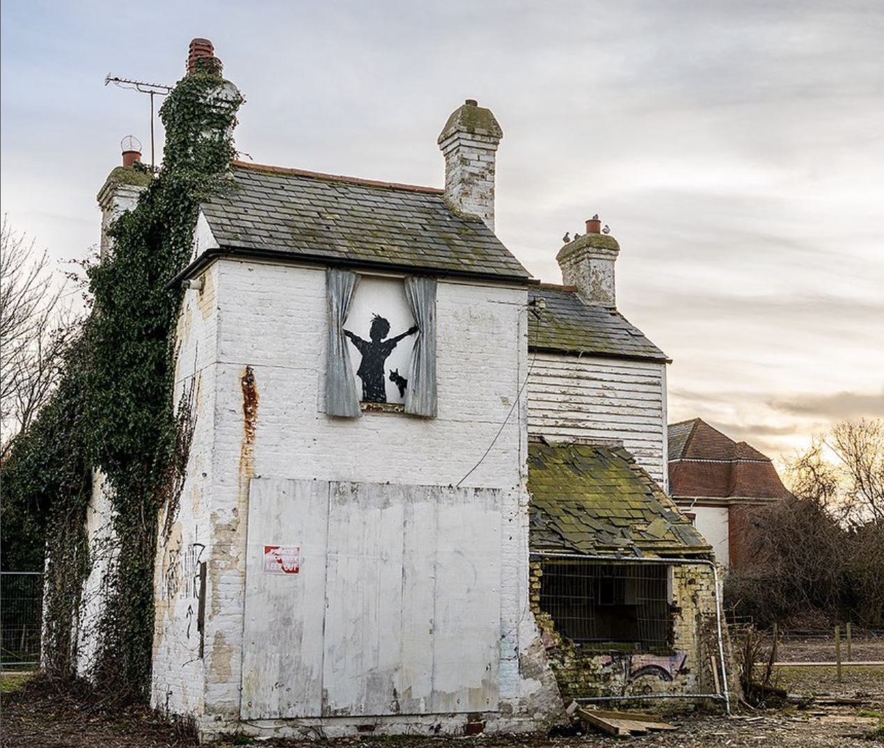 Banksy: Morning is Broken, 2023, at Blacksole Farm, Herne Bay, Kent, England.