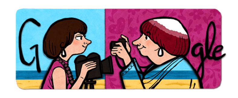 Screenshot of the Google Doodle honoring Agnès Varda, 2023.